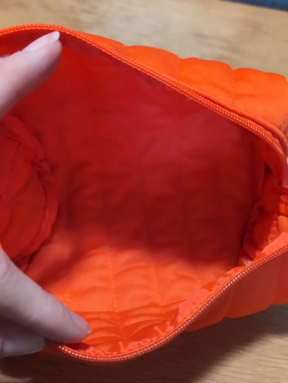 Ulta Beauty Bright Orange Quilted Cosmetic Bag